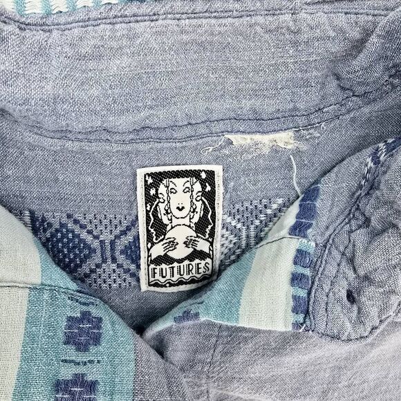 Vintage Men's 80's Futures Button Up Shirt Blue XXL - Picture 4 of 5